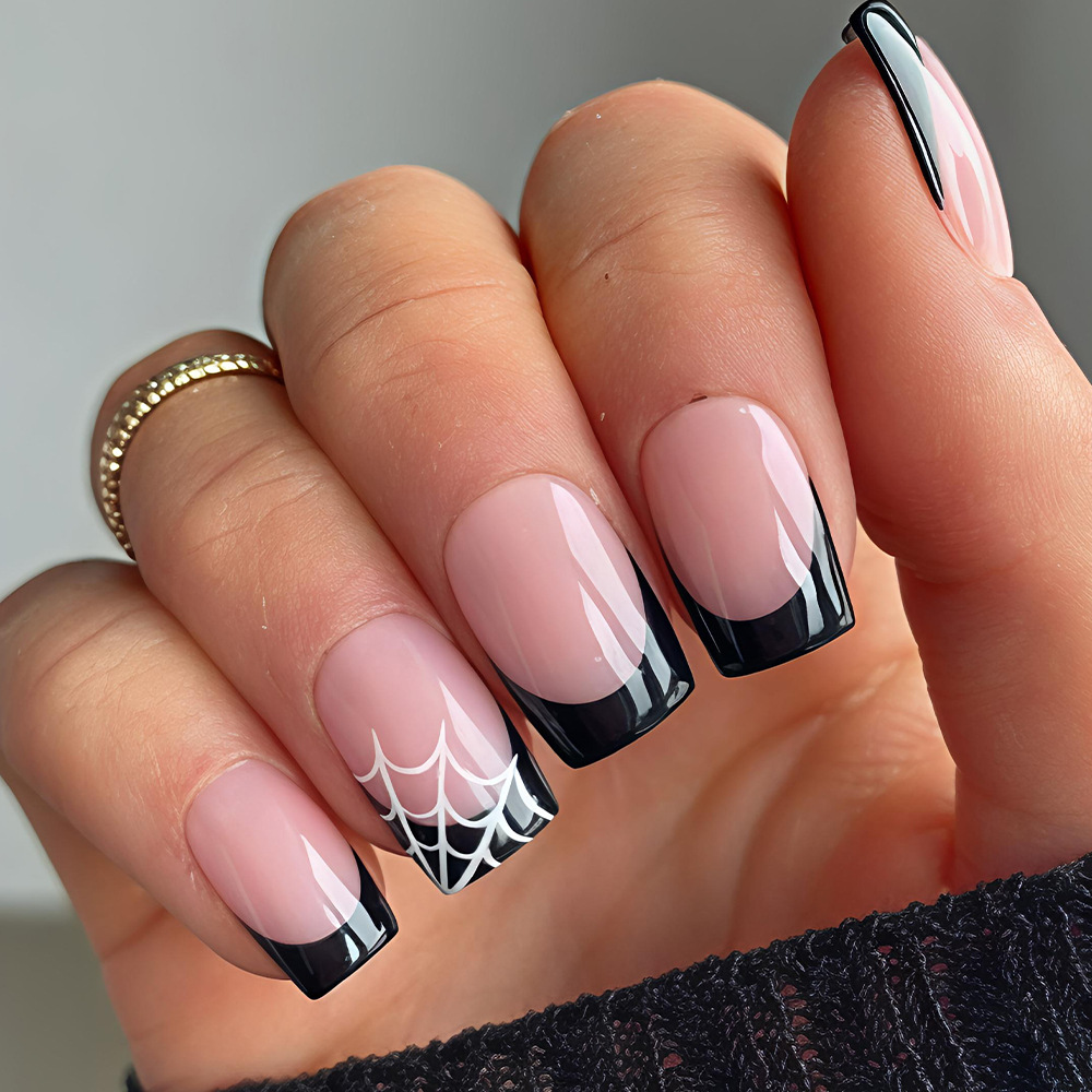 Nail Art Fake Nails - 24 Stück Halloween Press-On-Nägel, rosa, niedliche