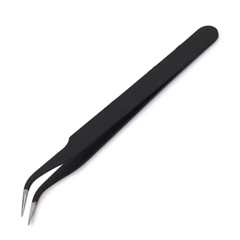 Nail Art Motif - Antistatische Pinzette, präzise schwarze DIY-Pinzette für