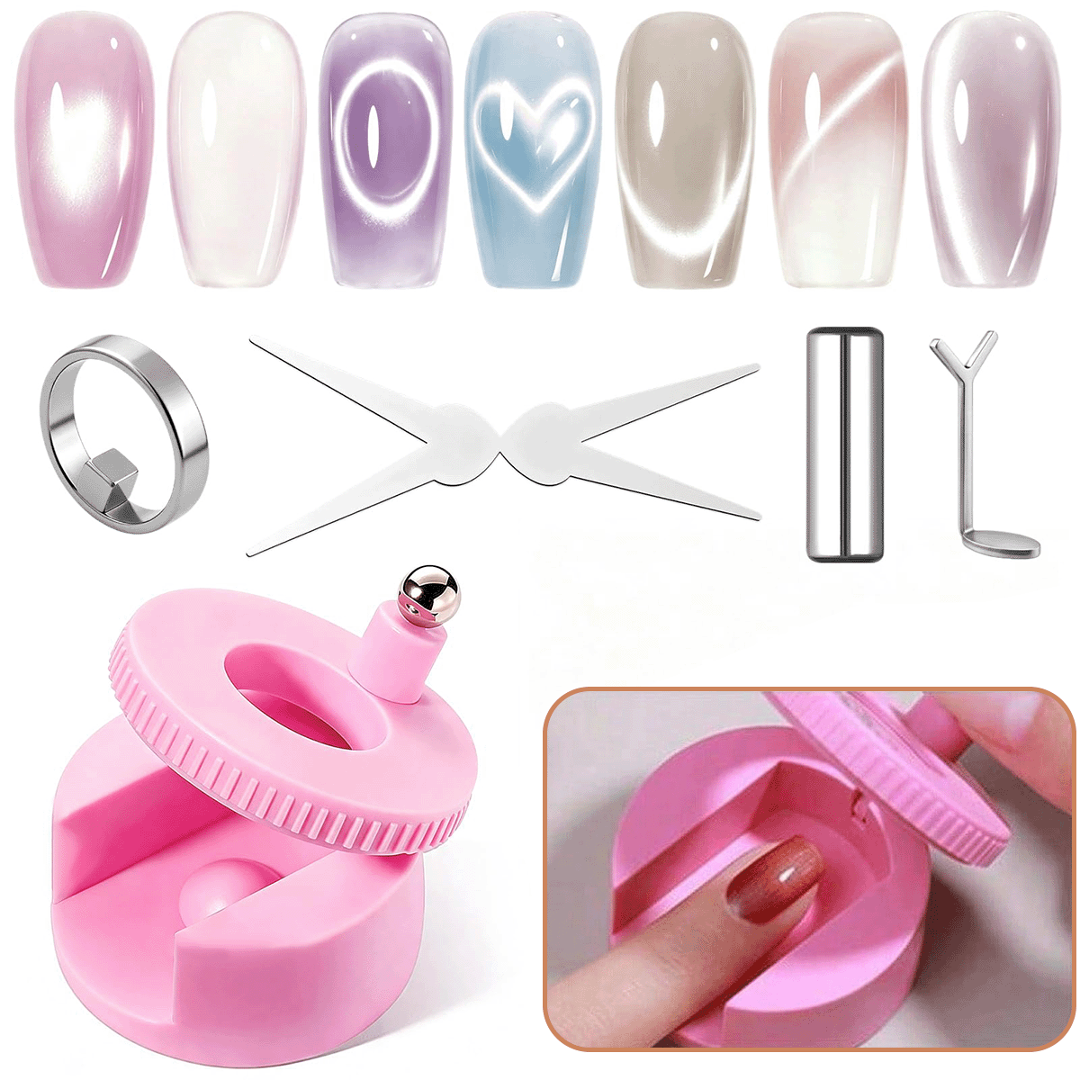 Nail Gel Polish Set - 5-teiliges Katzenaugen-Nagelmagnet-Set, magnetische Werkzeuge in verschiedenen