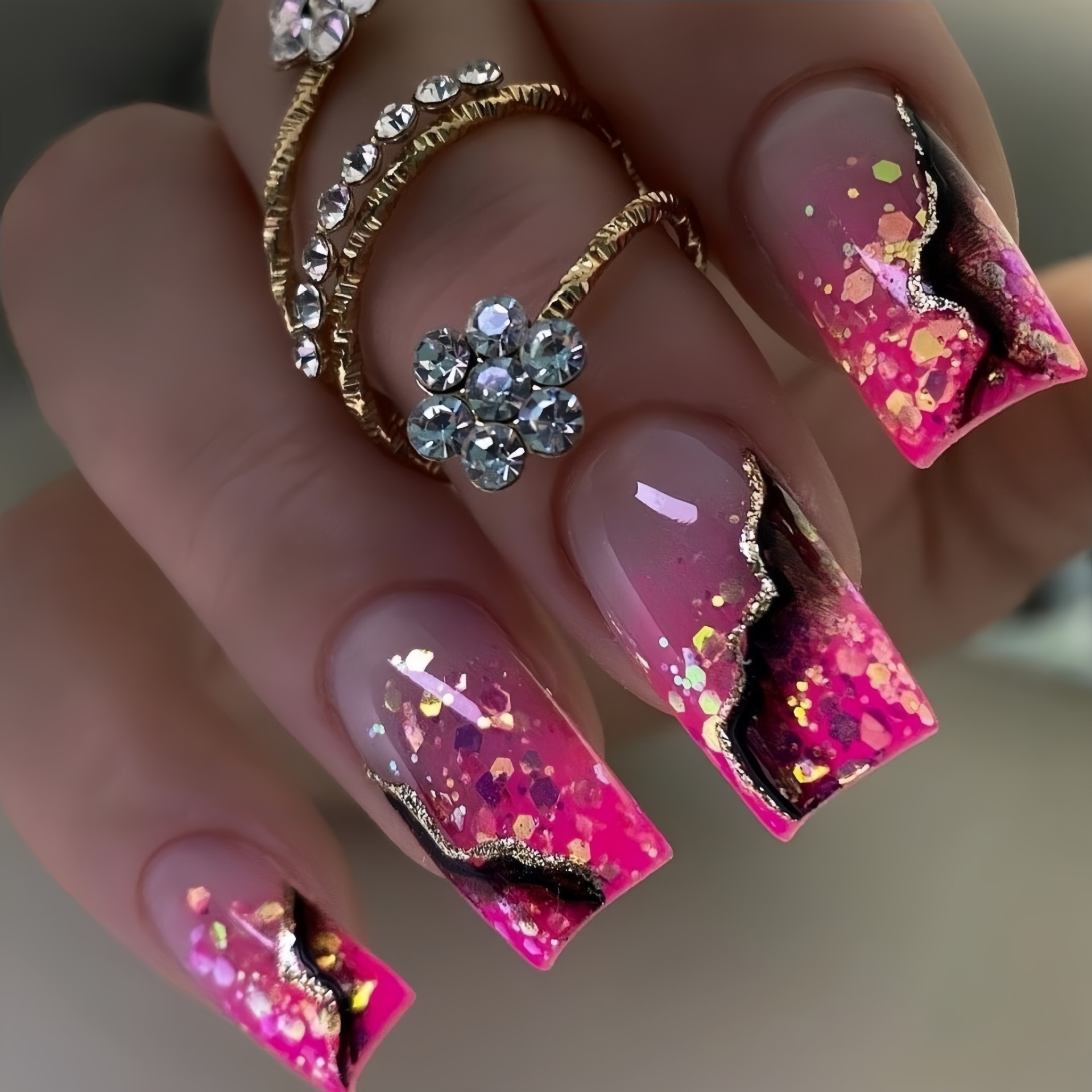 Nail Art Fake Nails - Mittellange künstliche Nägel für Frauen und