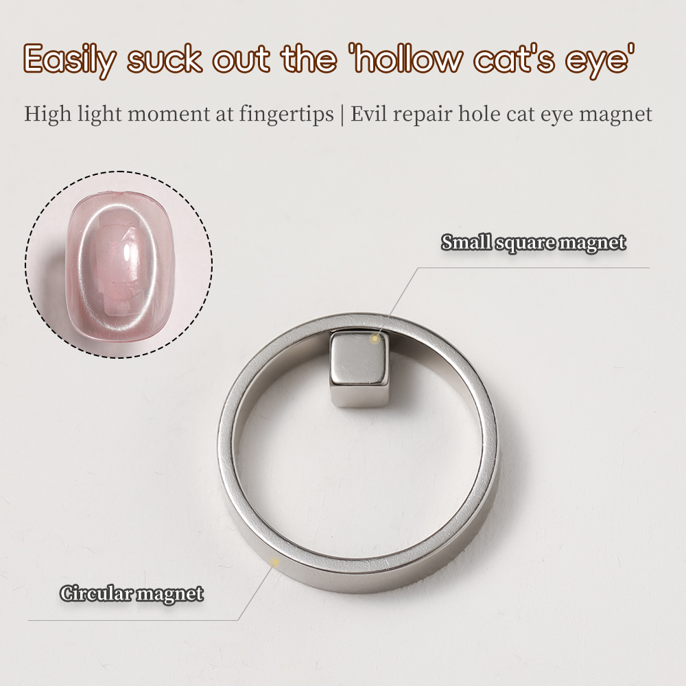 Nail Gel Polish Set - Ringmagnet Kleiner Quadratmagnet-Set Hohler Runder Nagelmagnet