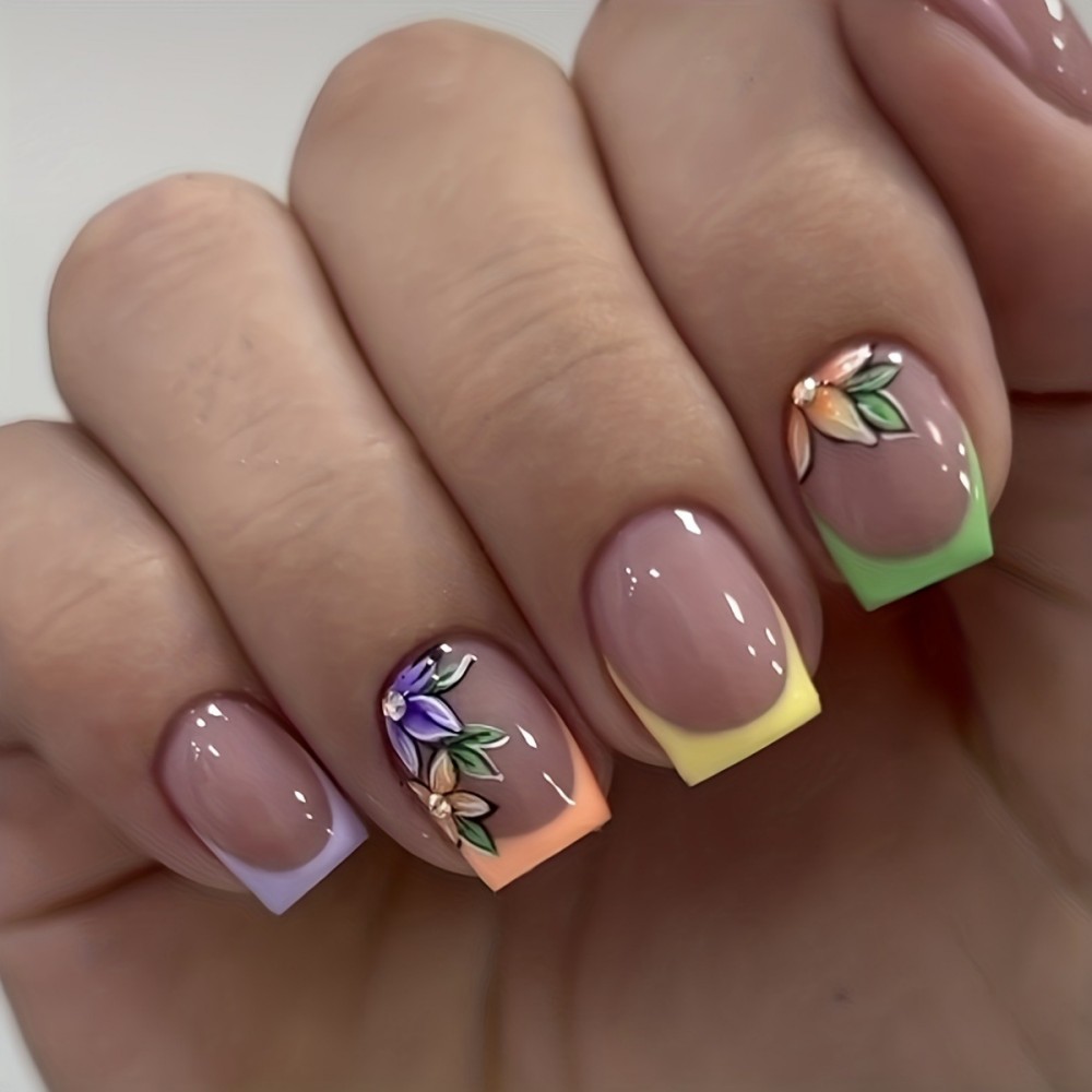 24 Stück Rosa Blumenmuster Fre – Nail Art Fake Nails Bewertung und Preis
