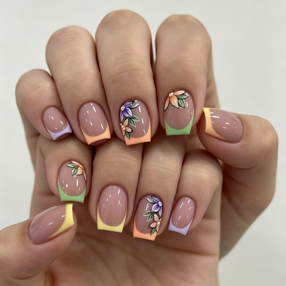 24 Stück Rosa Blumenmuster Fre – Nail Art Fake Nails Bewertung und Preis