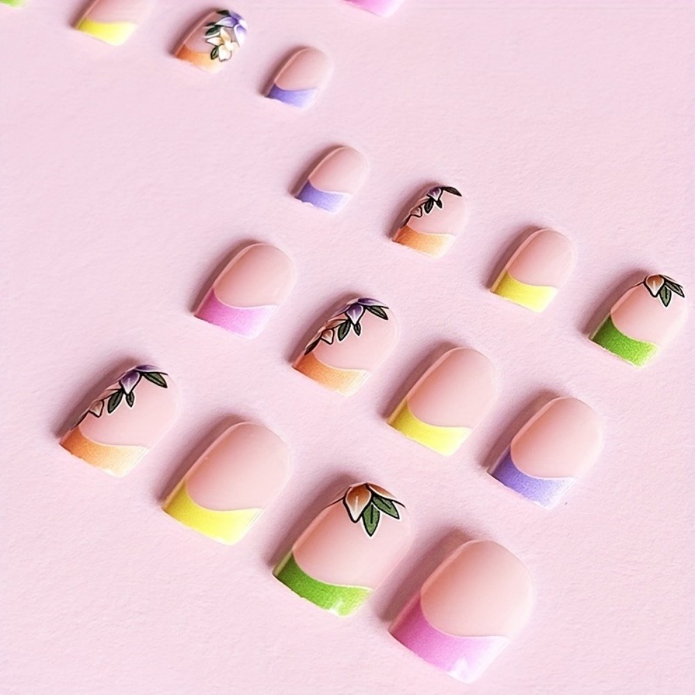 24 Stück Rosa Blumenmuster Fre – Nail Art Fake Nails Bewertung und Preis