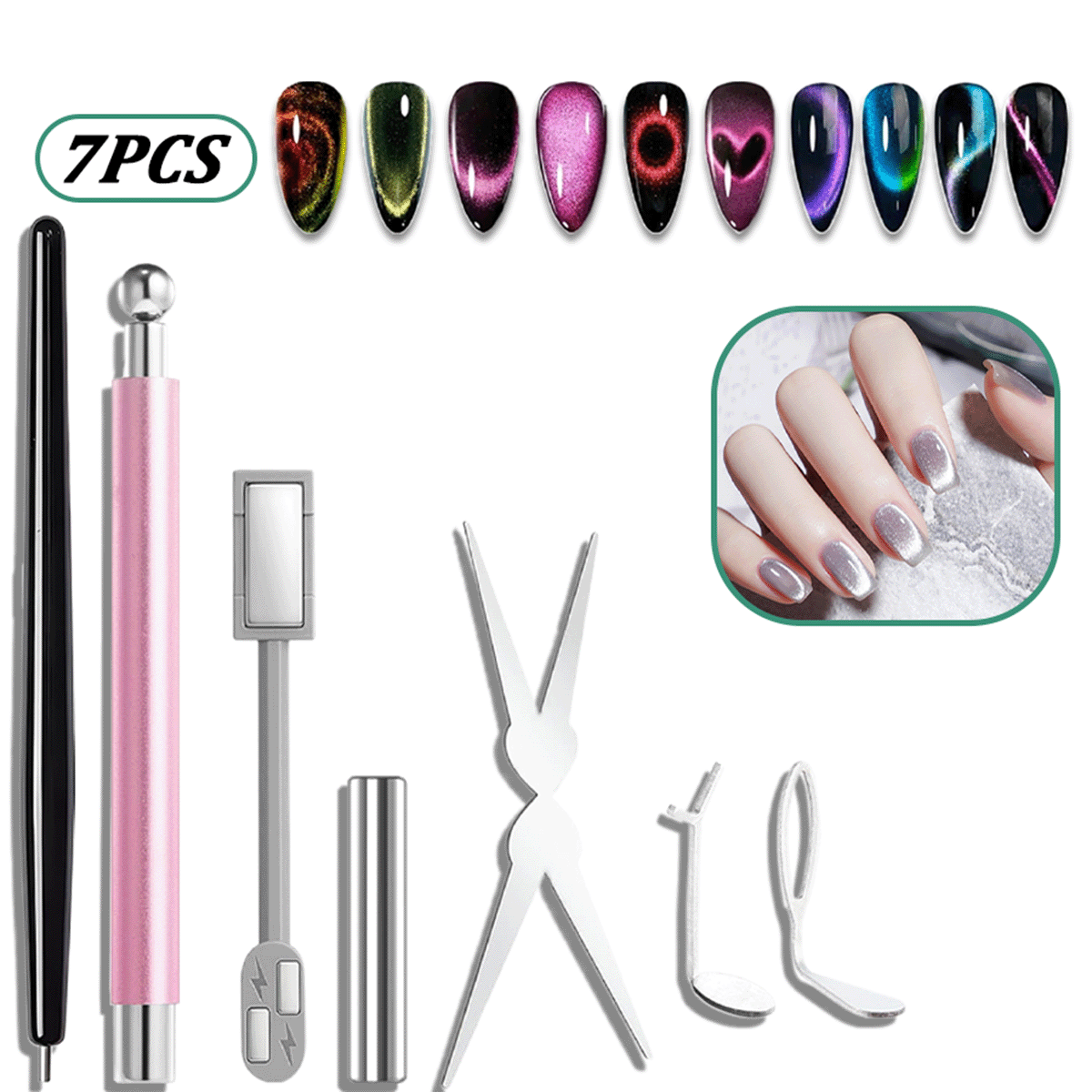 7-teiliges Katzenaugen-Nagelma – Nail Gel Polish Set Bewertung und Preis