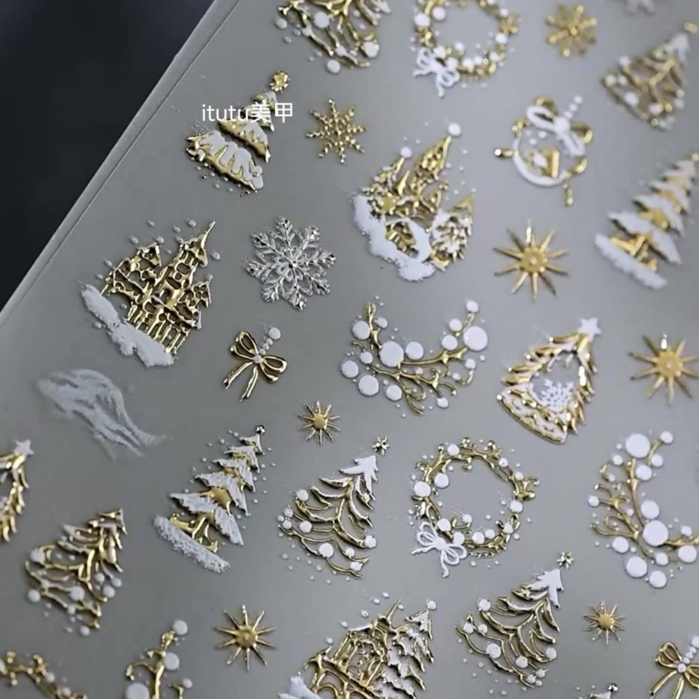 1pc 5D Gold Schnee Weihnachten – Nail Art Xmas Tree Bewertung und Preis
